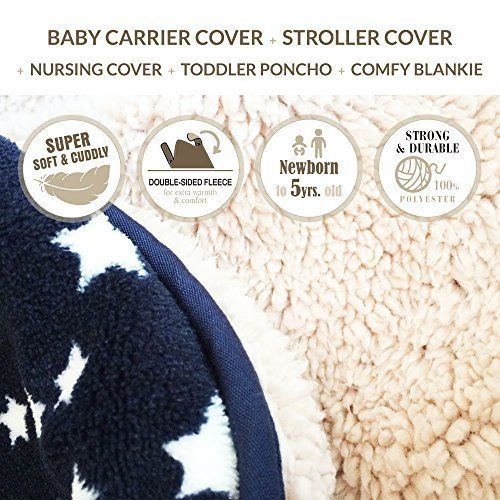  Lucky Baby Stroller Cover and Baby Carrier Cover. Double Fleece Winter Cover - Fits Onto All Carriers & Strollers. Adjustable with Hoodie. 5-in-1 Multipurpose. Grey