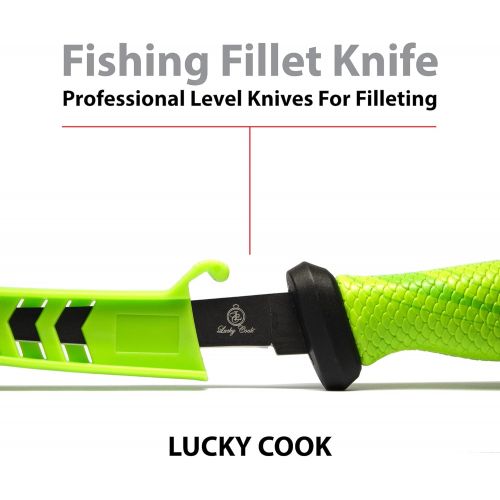  Sharp Curved Fish Fillet Knife, Flexible Thin and Sturdy Knife with Ergonomic Handle by Lucky Cook