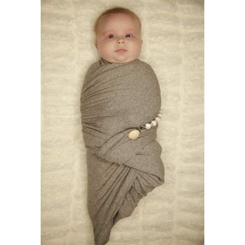  Lucky Love Baby Gifts for Newborn Boys & Girls| Swaddle Receiving Blanket & Pacifier Clip (Grey)