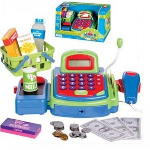  Lucky Star Pretend Play Electronic Cash Register Toy Realistic Actions & Sounds Green