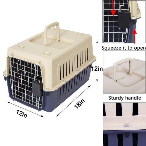 Lucky Tree 4 Size Pet Carrier Cat Carriers Kennel Crate Airline Approved Kitty Travel Cage Plastic Lightweight and Safe to Carry for Puppy Bunny Cats, 2 Color