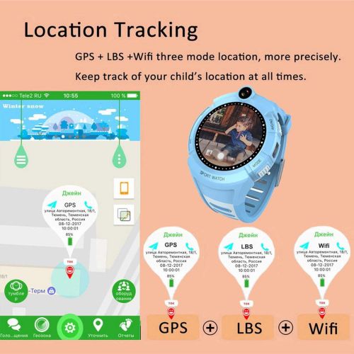  Lucky-fairy-Anti-lost trackers Anti-Lost Kids Smart Watch GPS Phone Positioning WiFi Location smartwatch SOS Anti-Lost Monitor PK,Pink add Strap g,English GPS and WiFi