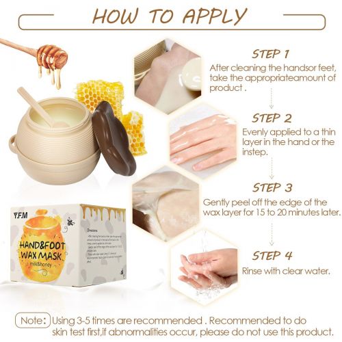  [아마존 핫딜]  [아마존핫딜]Hand Wachs, Luckyfine Milch & Honig Exfoliating Entfernen abgestorbene Haut Maske, Whitening Feuchtigkeitsspendende Hand- und Fusspflege Peeling Schwielen