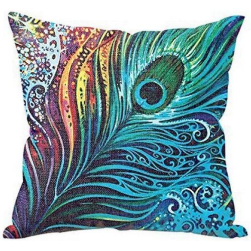  Pfau Feder Kissenbezug 43 x 43 cm, LuckyGirls Sofa Bett Home Decor Pillowcase