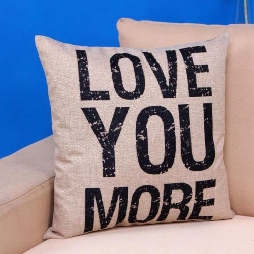  LuckyGirls Kissenbezug 45 x 45 cm Love you more Baumwolle Leinen kissenhuelle Car Bett Sofa Taille Wurf Kopfkissenbezug Pillow Cover