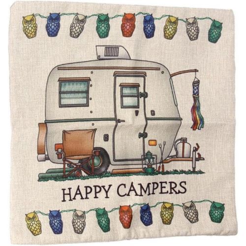  LuckyGirls Kissenbezug 45 x 45 cm Happy Campers Kissenhuelle Kopfkissenbezug Sofa Bett Auto Home Decor