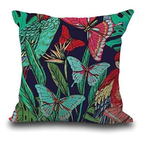  LuckyGirls Kissenbezug 45 x 45 cm Vintage Blume Tropische Blatter Kissenhuelle Kopfkissenbezug Sofa Taille Bett Auto Home Decor (A)