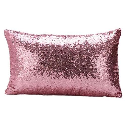  [아마존베스트]Kissenhuellen Kopfkissenbezuege Sequins Decoration Festival Sofa Bed Cushion Cover 30x 50Lucky Girls, Pink