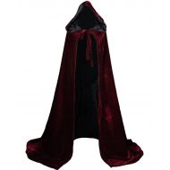 LuckyMjmy Velvet Renaissance Medieval Cloak lined with Satin (Medium, Wine red-Black)