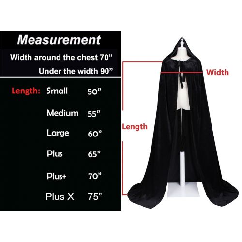  LuckyMjmy Unlined Velvet Medieval Renaissance Hooded Cloak Cape