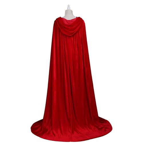  LuckyMjmy Unlined Velvet Medieval Renaissance Hooded Cloak Cape