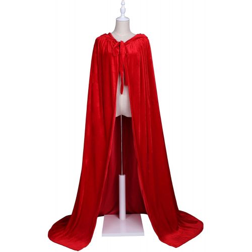  LuckyMjmy Unlined Velvet Medieval Renaissance Hooded Cloak Cape