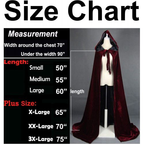  할로윈 용품LuckyMjmy Velvet Renaissance Medieval Cloak Cape Lined with Satin