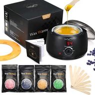 [아마존 핫딜]  [아마존핫딜]Wachswarmer Wachs Haarentfernung, Luckyfine Wachsmaschine Set Wax Warmer Heater Waxing Kit Wachserhitzer, Wax Enthaarung Set mit 10* Holzspateln(Wischstoecke)+ 5* Anti-Fleckenring+