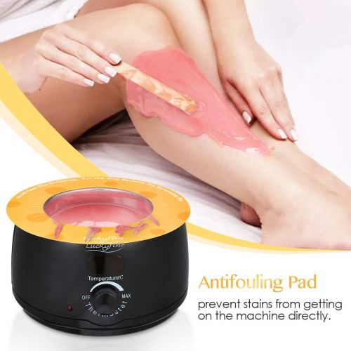  [아마존 핫딜]  [아마존핫딜]Wachswarmer Wachs Haarentfernung, Luckyfine Wachsmaschine Set Wax Warmer Heater Waxing Kit Wachserhitzer, Wax Enthaarung Set mit 10* Holzspateln(Wischstoecke)+ 5* Anti-Fleckenring+