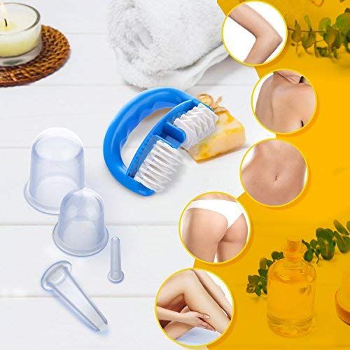  [아마존 핫딜] [아마존핫딜]LuckyFine Silikon Massagegerat, Luckyfine Schroepfen Therapie Massage Cups mit einer Massage-Rolle fuer Anti Aging und Cellulite Gesicht & Koerper Set