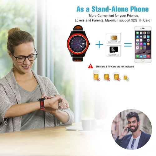  Luckymore Smart Watch,Smartwatch for Android Phones, Smart Watches Touchscreen with Camera Bluetooth Watch Phone with SIM Card Slot Watch Cell Phone Compatible Android Samsung iOS i Phone X