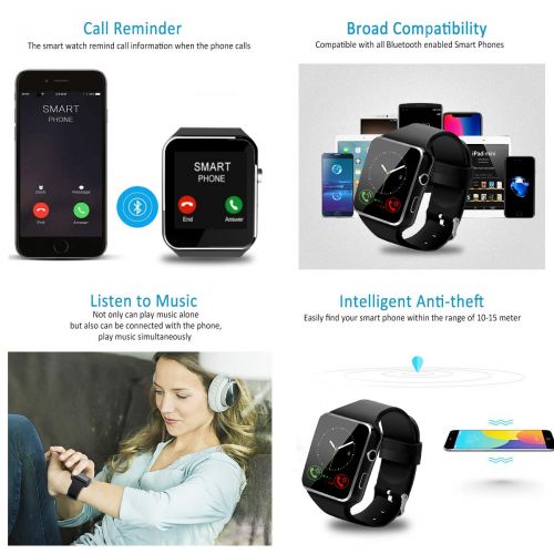  Luckymore Smart Watch,Smartwatch for Android Phones, Smart Watches Touchscreen with Camera Bluetooth Watch Phone with SIM Card Slot Watch Cell Phone Compatible Android Samsung iOS i Phone X