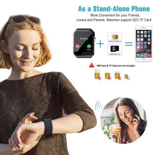  Luckymore Smart Watch,Smartwatch for Android Phones, Smart Watches Touchscreen with Camera Bluetooth Watch Phone with SIM Card Slot Watch Cell Phone Compatible Android Samsung iOS i Phone X