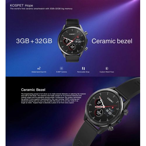  Luckyruby luckyruby Kospet Hope Lite 4G Smartwatch Phone 1.39 inch Android 7.1 MTK6739 Quad Core 1.25GHz IP67 Waterproof 620mAh Built-in Pedometer 8.0MP Camera Heart Rate Monitor Fitness Tra