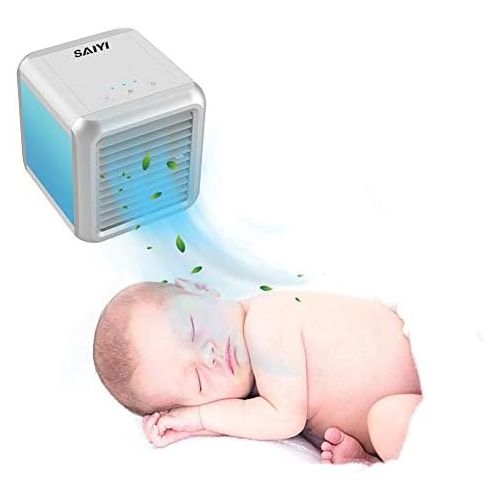  luckything 3in1 Mini Air Cooler,Air Verdunstungsgerat Lufterfrischer Mobiler Luftkuehler,USB 8 LED-Lichtkonvertierungsmodi | Mobile Klimaanlage | Luftkuehler | Aircooler Fuer Buero | C