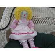 LucyKRagdolls Blonde Hair Blue Eyes Pink Dress 20 inch Raggedy Ann Handmade Doll Personalized Doll Custom Doll