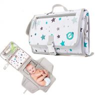 Ludivy Portable Diaper Changing Pad with Pockets | Baby Changing Mat Station for Girls and Boys | On The Go Waterproof Changing Kit with Padded Head Cushion | Multi-use Cotton Wipe Includ