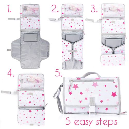  Portable Diaper Changing Pad for Girls by Ludivy - Lightweight Portable Changing Mat | Premium Quality Baby Changing Pad, Best of Baby Shower Registry List