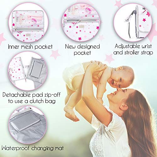  Portable Diaper Changing Pad for Girls by Ludivy - Lightweight Portable Changing Mat | Premium Quality Baby Changing Pad, Best of Baby Shower Registry List