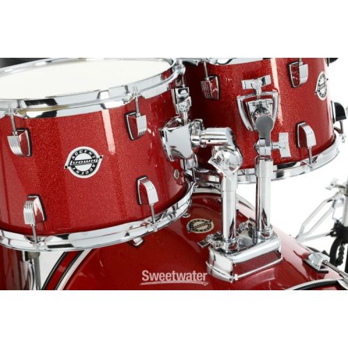  Ludwig Accent 5-piece Complete Drum Set with 20 inch Bass Drum and Wuhan Cymbals - Red Sparkle