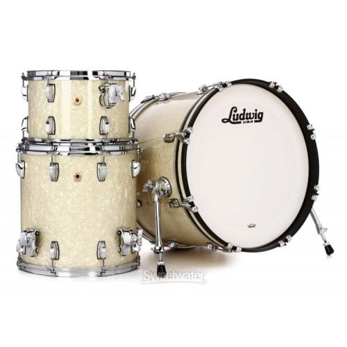  Ludwig Classic Maple Downbeat 3-piece Shell Pack - Vintage White Marine