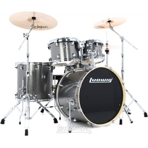  Ludwig Element Evolution 5-piece Complete Drum Set with Zildjian Cymbals - Platinum