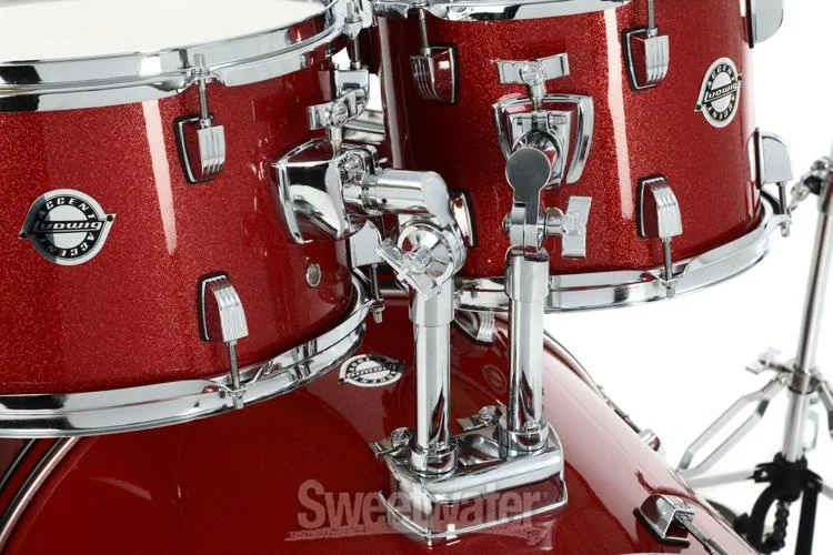  Ludwig Accent 5-piece Complete Drum Set with 22 inch Bass Drum and Wuhan Cymbals - Red Sparkle Demo