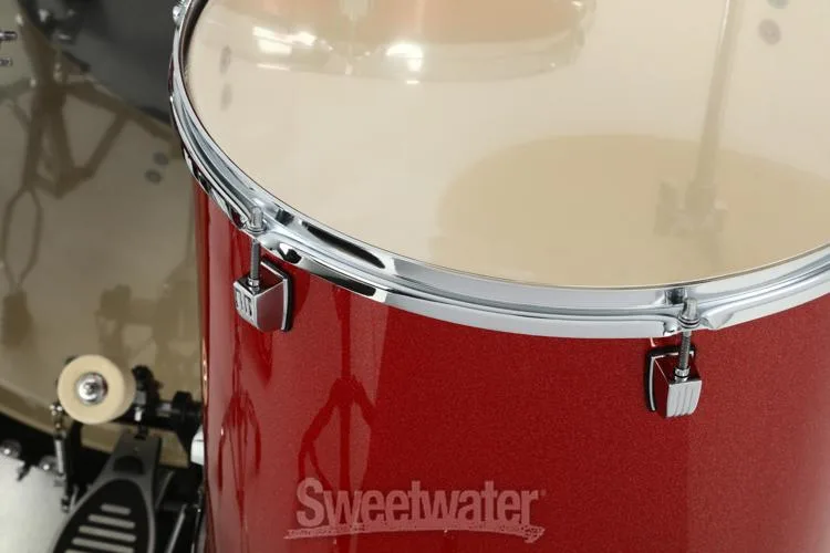  Ludwig Accent 5-piece Complete Drum Set with 22 inch Bass Drum and Wuhan Cymbals - Red Sparkle Demo