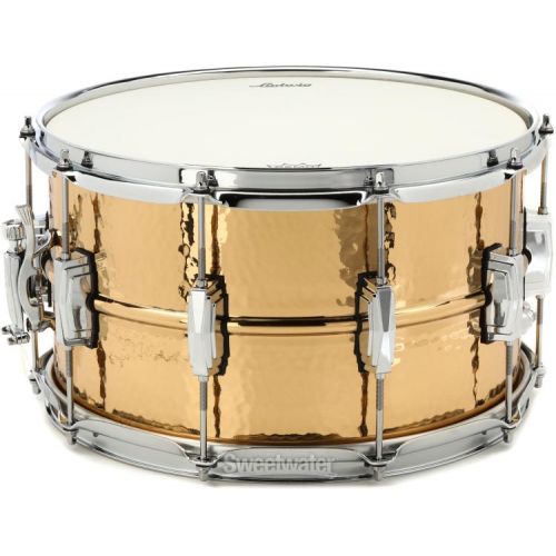  Ludwig Hammered Bronze Snare Drum - 8 x 14-inch - Polished