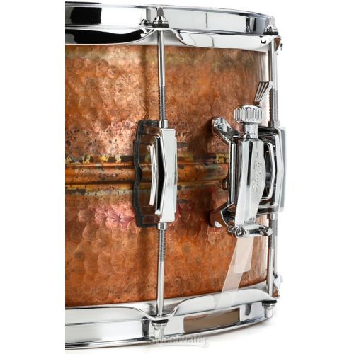  Ludwig Raw Hammered Bronze Snare Drum with Imperial Lugs - 8 x 14-inch - Raw Patina