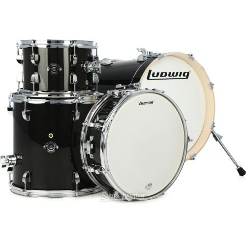  Ludwig Breakbeats 2022 By Questlove 4-piece Shell Pack with Snare Drum - Black Sparkle and 5-piece 400 Series Hardware Pack