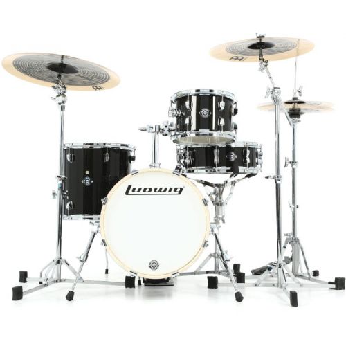  Ludwig Breakbeats 2022 By Questlove 4-piece Shell Pack with Snare Drum - Black Sparkle and 5-piece 400 Series Hardware Pack