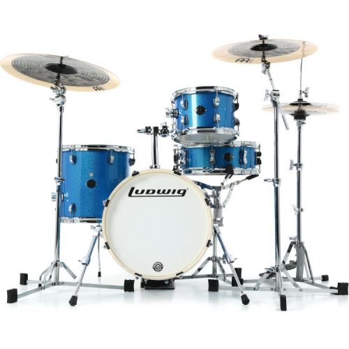  Ludwig Breakbeats 2022 By Questlove 4-piece Shell Pack with Snare Drum - Blue Sparkle and 5-piece 400 Series Hardware Pack