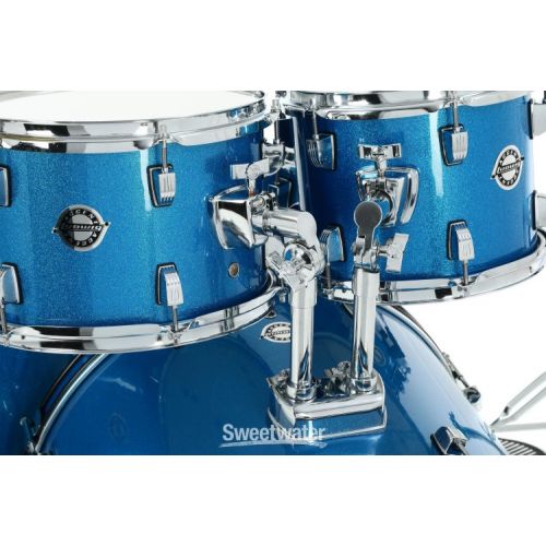  Ludwig Accent 5-piece Complete Drum Set with 22 inch Bass Drum and Wuhan Cymbals - Blue Sparkle