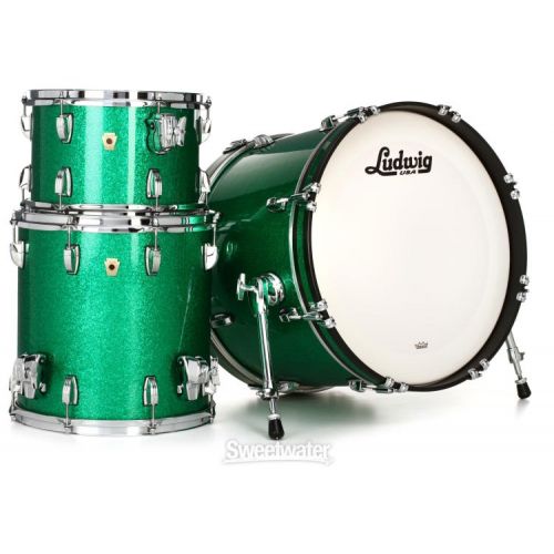  Ludwig Classic Maple Downbeat 3-piece Shell Pack - Green Sparkle