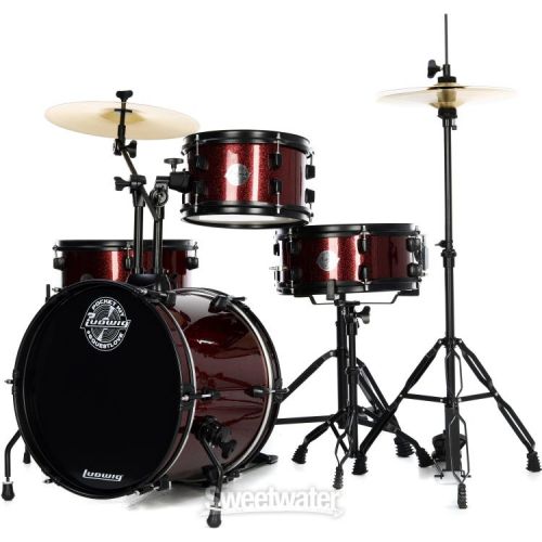  Ludwig Questlove Pocket Kit 4-piece Complete Drum Set - Red Sparkle