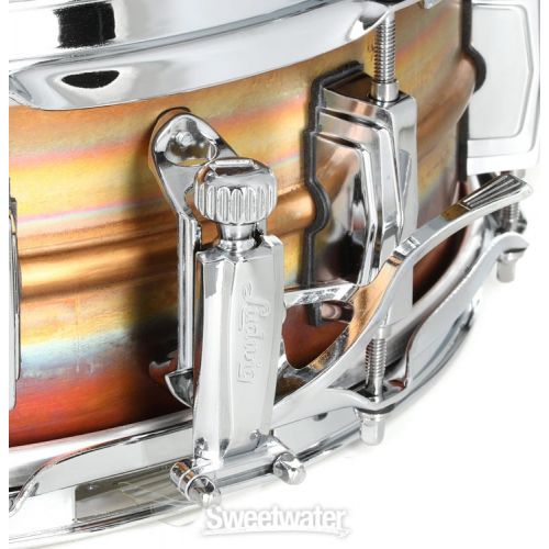  Ludwig Raw Bronze Snare Drum with Imperial Lugs - 5 x 14-inch - Raw Patina