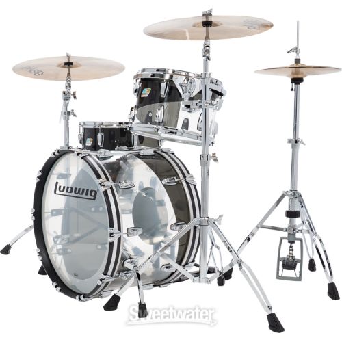  Ludwig Vistalite Fab 3-piece Shell Pack - Black Smoke/Clear 