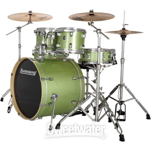  Ludwig Element Evolution 5-piece Drum Set with Zildjian Cymbals - Mint Sparkle