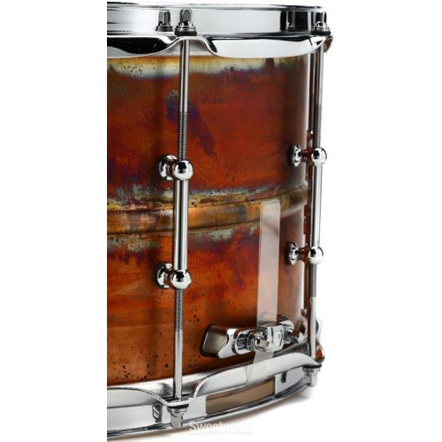  Ludwig Raw Bronze Snare Drum with Tube Lugs - 8 x 14-inch - Raw Patina