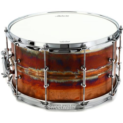  Ludwig Raw Bronze Snare Drum with Tube Lugs - 8 x 14-inch - Raw Patina