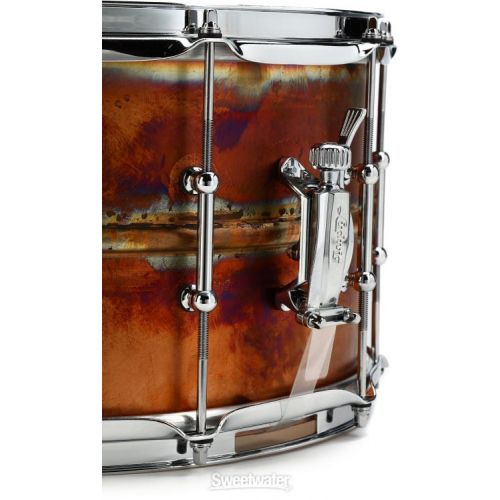  Ludwig Raw Bronze Snare Drum with Tube Lugs - 8 x 14-inch - Raw Patina