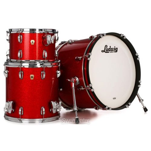  Ludwig Classic Maple Downbeat 3-piece Shell Pack - Red Sparkle