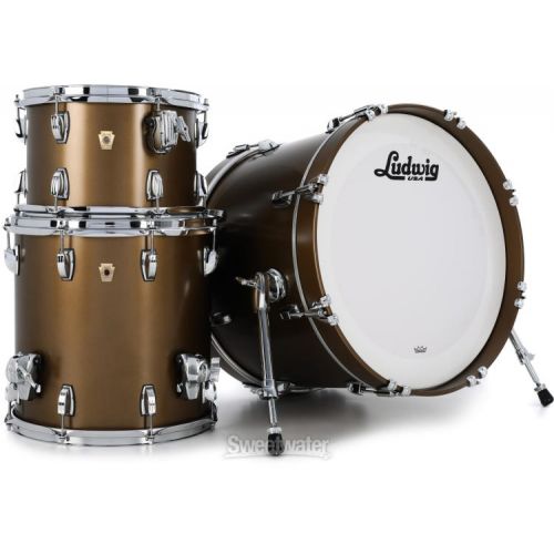  Ludwig Classic Maple Downbeat 3-piece Shell Pack - Vintage Bronze Mist